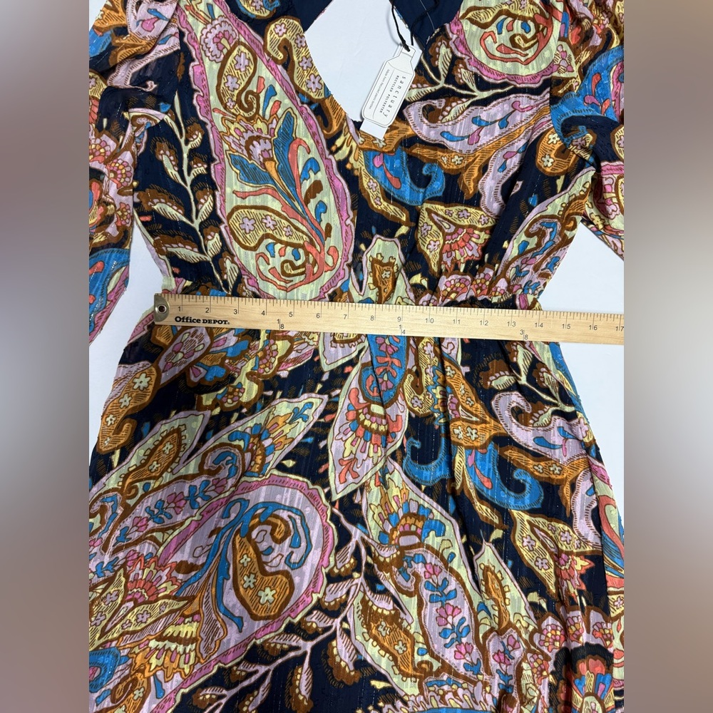 NWT Sanctuary girls day out Paisley boho V-Neck cut out back Dress M - Picture 8 of 16
